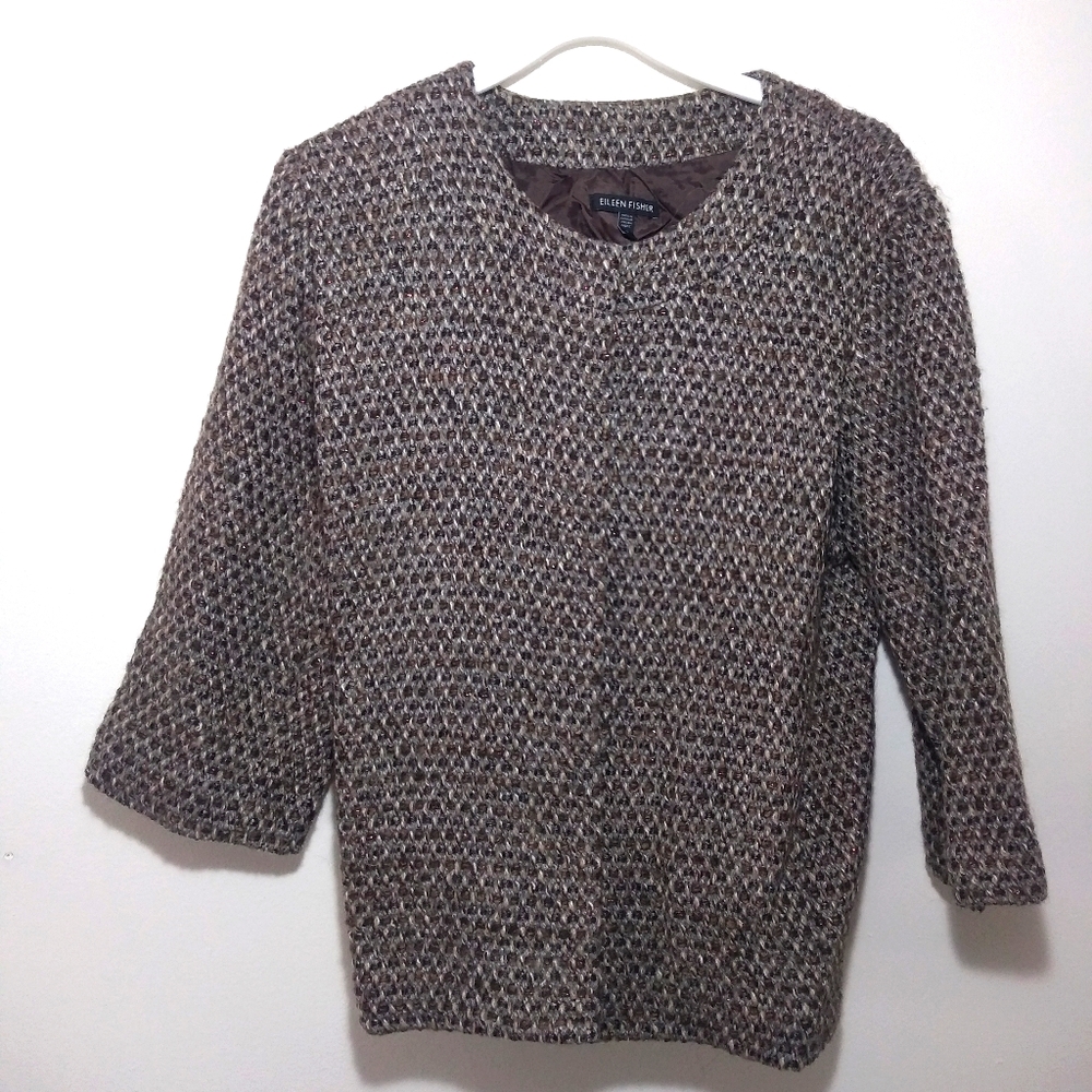 Eileen Fisher Blazer Wool Knit Jacket Suit Top